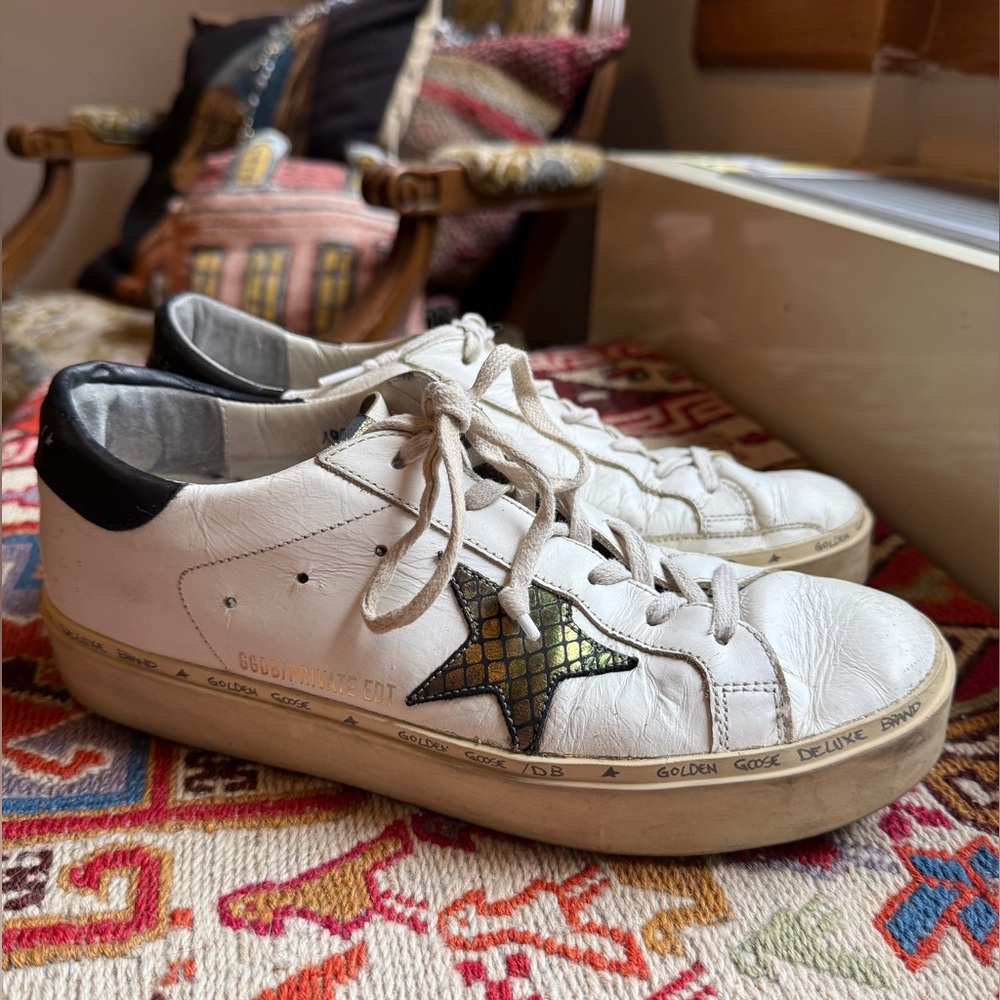Golden Goose Hi Star Sneakers with Metallic Snakeskin Detail
